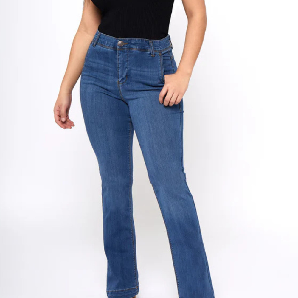 Womens Blue Stretch Pants Ladies Mid Rise Curvy Skinny Pocket Casual 9/29‎